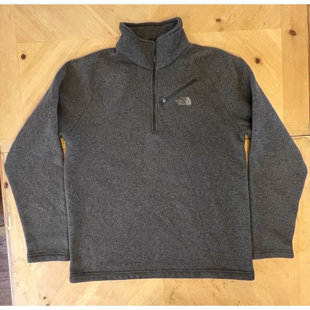 The North face Sweater Gray Jacket Mens large Sweatshirt 1/4 zip